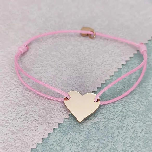 Simple Style Customization Laser Engraving Heart Shape 304 Stainless Steel Rope Woven Chain String Bracelets Wholesale