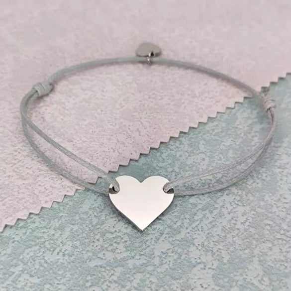Simple Style Customization Laser Engraving Heart Shape 304 Stainless Steel Rope Woven Chain String Bracelets Wholesale