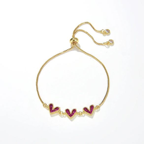 Simple Style Heart Shape Copper Inlay Zircon Bracelets