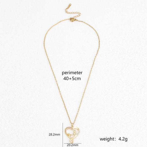 Wholesale Simple Style Heart Shape Key Stainless Steel Copper Enamel Plating Inlay Zircon Pendant Necklace