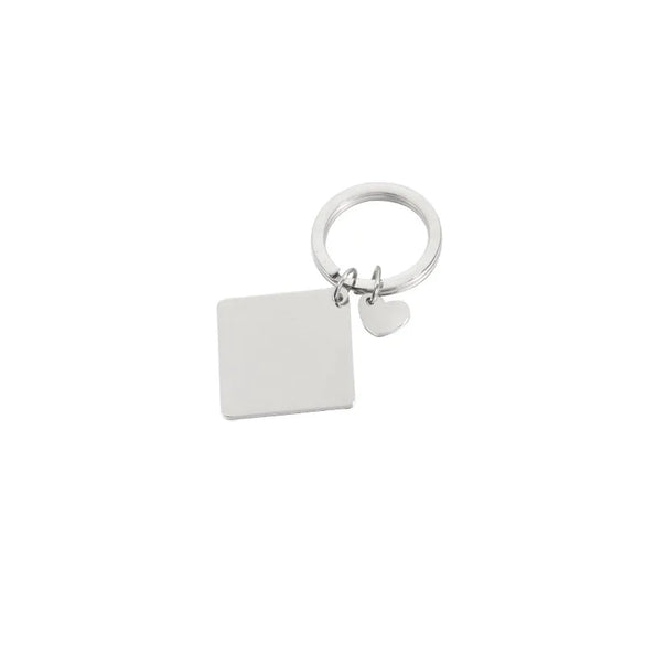 Simple Style Customization Laser Engraving Heart Shape Rhombus Stainless Steel Polishing Plating 18K Gold Plated Keychain