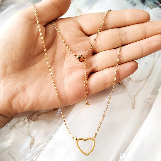 Simple Style Heart Shape Stainless Steel Stainless Steel Plating Necklace