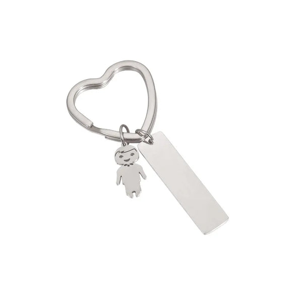 Simple Style Customization Laser Engraving Heart Shape Stainless Steel Unisex Bag Pendant Keychain