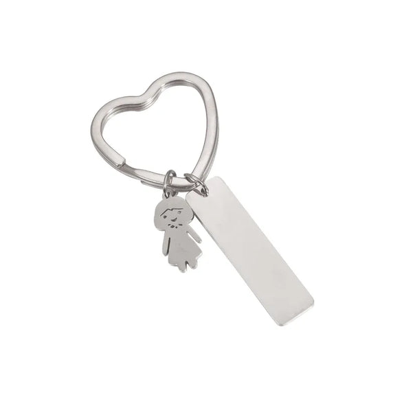 Simple Style Customization Laser Engraving Heart Shape Stainless Steel Unisex Bag Pendant Keychain