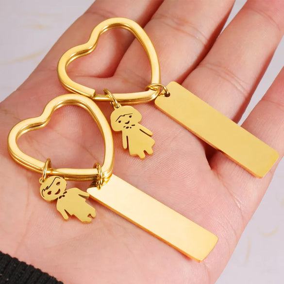 Simple Style Customization Laser Engraving Heart Shape Stainless Steel Unisex Bag Pendant Keychain