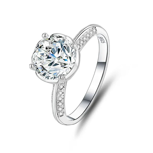 Simple Style Heart Shape Sterling Silver Inlay Moissanite Zircon Rings