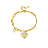 Simple Style Heart Shape Titanium Steel 18k Gold Plated Bracelets In Bulk