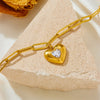 Simple Style Heart Shape Titanium Steel Plating Inlay Rhinestones 18k Gold Plated Bracelets