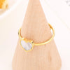 Simple Style Heart Shape Titanium Steel Plating Inlay Shell 18k Gold Plated Rings