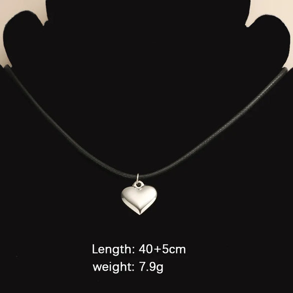 Wholesale Jewelry Simple Style Customization Laser Engraving Heart Shape Titanium Steel Plating Pendant Necklace Woven Chain