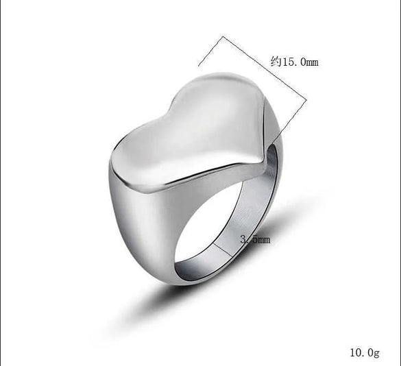 Simple Style Heart Shape Titanium Steel Polishing Rings