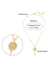 Simple Style Key Stainless Steel Plating Hollow Out Inlay Zircon 18k Gold Plated Pendant Necklace