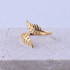 Simple Style Leaf Titanium Steel Plating Open Ring