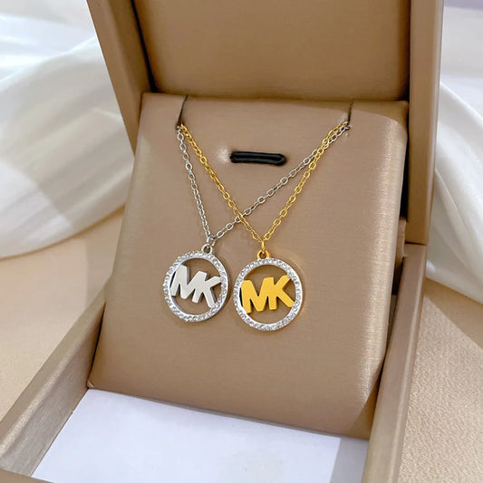 Simple Style Letter Stainless Steel Inlay Zircon Necklace