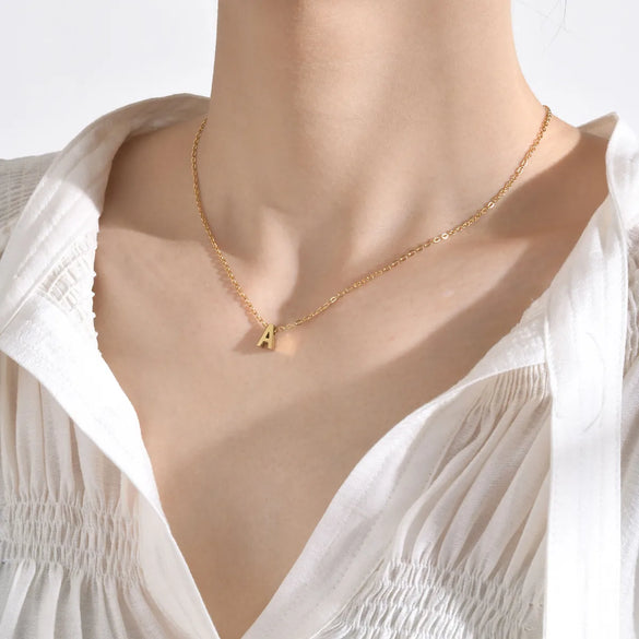 304 Stainless Steel Simple Style Plating Letter Pendant Necklace