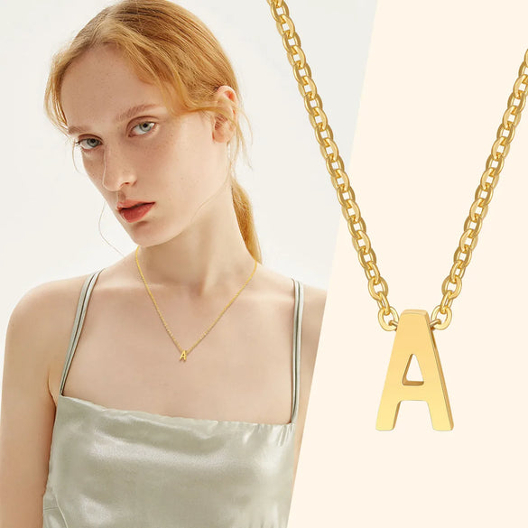 304 Stainless Steel Simple Style Plating Letter Pendant Necklace