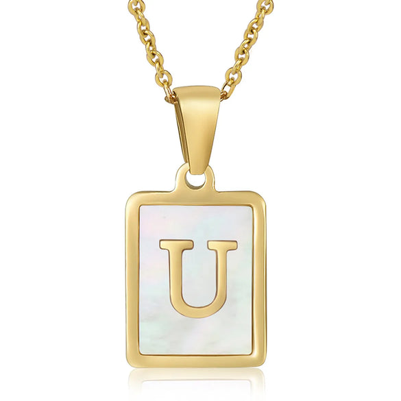 Titanium Steel 18K Gold Plated Simple Style Plating Letter Acrylic Necklace