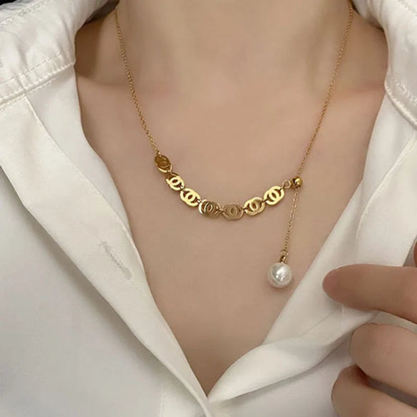 Simple Style Letter Titanium Steel Plating Gold Plated Pendant Necklace