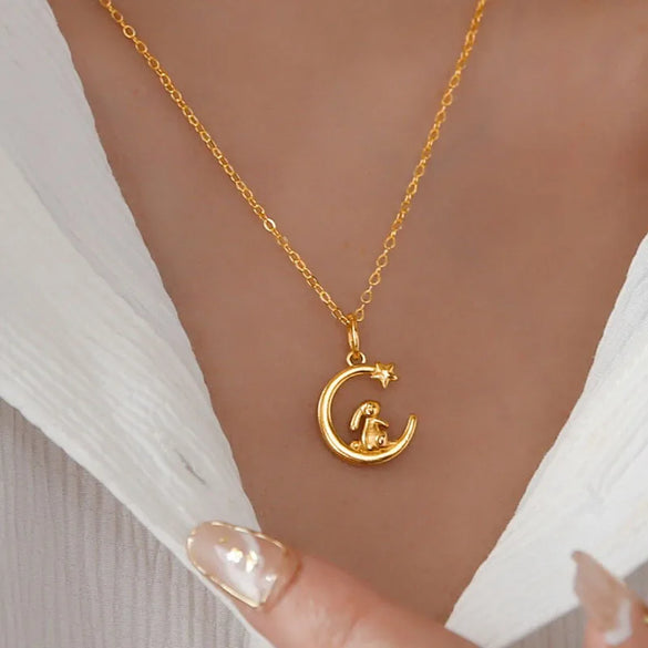Simple Style Letter Titanium Steel Plating Gold Plated Pendant Necklace