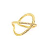Simple Style Lines Copper 18k Gold Plated Zircon Open Rings In Bulk