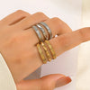 304 Stainless Steel 18K Gold Plated Simple Style Plating Lines Open Rings