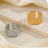 Simple Style Lines Stainless Steel Plating 18k Gold Plated Open Rings