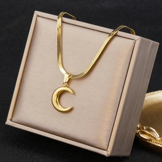 Simple Style Moon Stainless Steel Stainless Steel Pendant Necklace 1 Piece