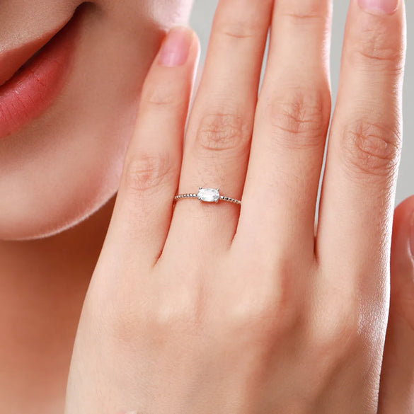 Simple Style Oval Sterling Silver Plating Inlay Zircon 14k Gold Plated Rhodium Plated Rings