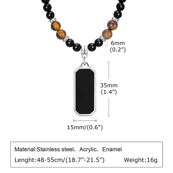 Simple Style Quadrilateral 304 Stainless Steel Arylic Beaded Men'S Pendant Necklace