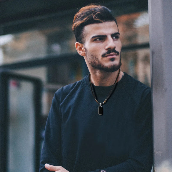 Simple Style Quadrilateral 304 Stainless Steel Arylic Beaded Men'S Pendant Necklace