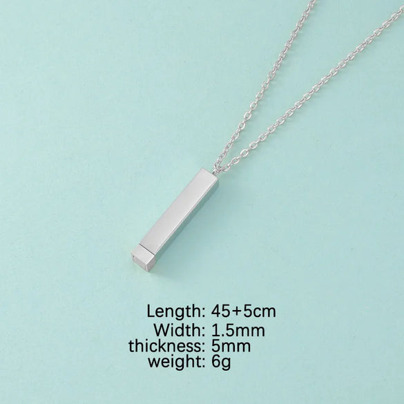 Wholesale Jewelry Simple Style Customization Laser Engraving Rectangle Stainless Steel Plating Pendant Necklace