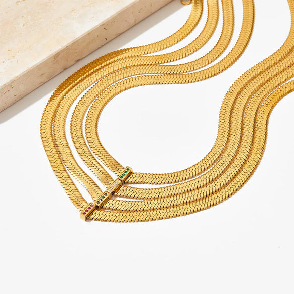 Simple Style Rhombus Stainless Steel Titanium Steel Plating Gold Plated Necklace