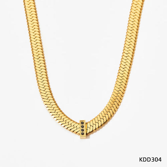 Simple Style Rhombus Stainless Steel Titanium Steel Plating Gold Plated Necklace