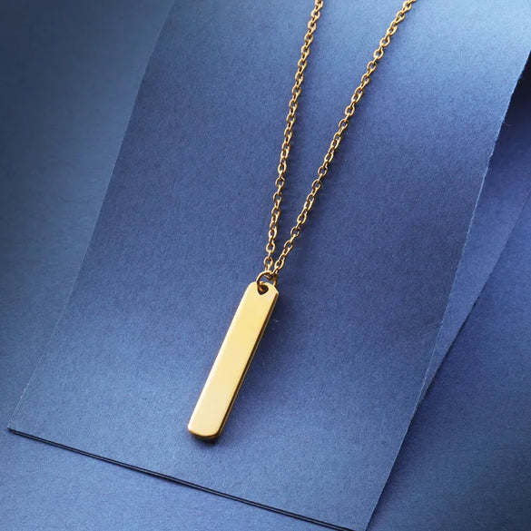 Wholesale Jewelry Simple Style Roman Style Commute Geometric Customization Laser Engraving Stainless Steel 18K Gold Plated Pendant Necklace