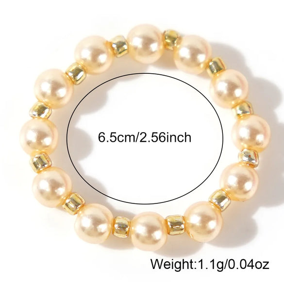 Simple Style Round Imitation Pearl Beaded Handmade Women'S Rings