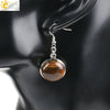 Simple Style Round Natural Stone And Copper Accessories Women's Earrings