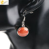 Simple Style Round Natural Stone And Copper Accessories Women's Earrings