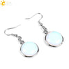 Simple Style Round Natural Stone And Copper Accessories Women's Earrings
