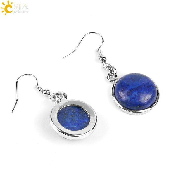 Simple Style Round Natural Stone And Copper Accessories Women's Earrings