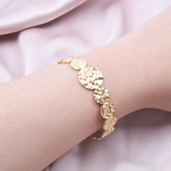 Simple Style Round Solid Color 304 Stainless Steel 18K Gold Plated Bangle In Bulk