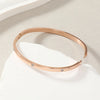 Simple Style Round Solid Color Titanium Steel Rhinestones Bangle In Bulk