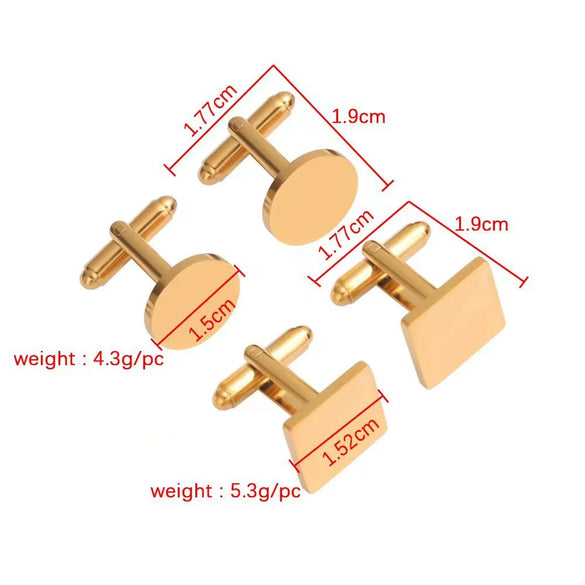 1 Set Simple Style Round Square Customization Laser Engraving Titanium Steel Plating Men'S Cufflinks