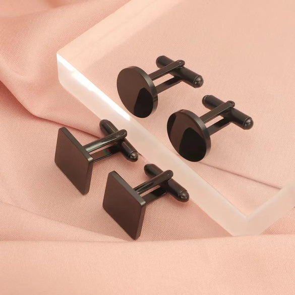 1 Set Simple Style Round Square Customization Laser Engraving Titanium Steel Plating Men'S Cufflinks