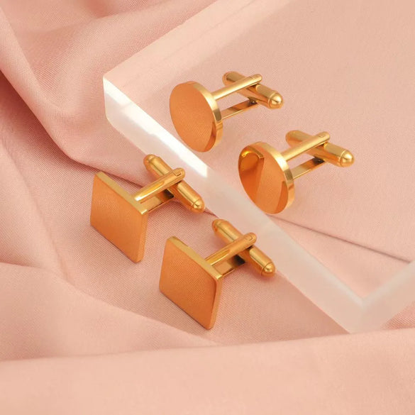 1 Set Simple Style Round Square Customization Laser Engraving Titanium Steel Plating Men'S Cufflinks