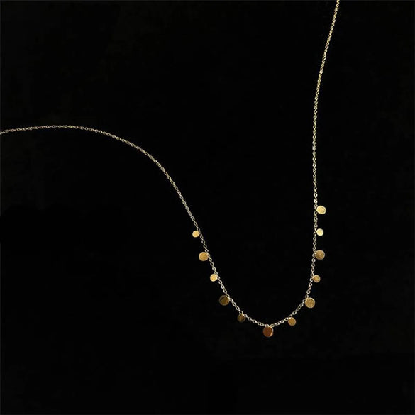 Simple Style Round Square Water Droplets Titanium Steel Plating 18k Gold Plated Necklace