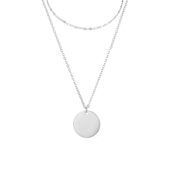 Wholesale Jewelry Simple Style Round Customization Laser Engraving 304 Stainless Steel Titanium Steel 14K Gold 14K Gold Plated Rose Gold Plated Layered Necklaces Cable Chain