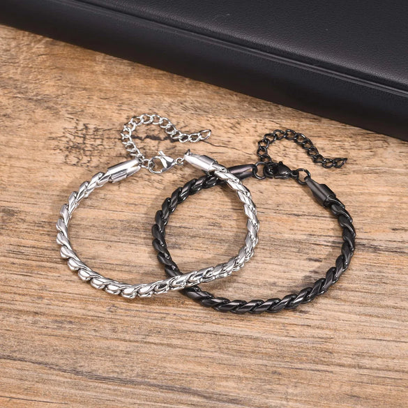 Simple Style S Shape Twist 201 Stainless Steel Men'S Bracelets