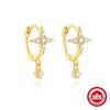 Simple Style S925 Sterling Silver Geometric Six Pointed Star Tassel Earrings Set With Zircon