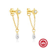 Simple Style S925 Sterling Silver Geometric Six Pointed Star Tassel Earrings Set With Zircon