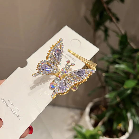 Simple Style Shiny Butterfly Alloy Inlay Rhinestones Hair Clip